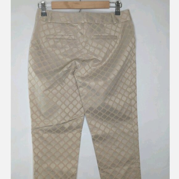 Banana Republic NWT Women Dress Pant 0 Beige Slim Ankle Jacquard Diamond Camden - Picture 6 of 6